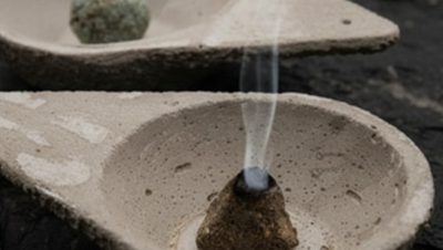 Sahumador Quemador de Cemento para Incienso y Bombitas - Hecho a Mano Sagrada Madre