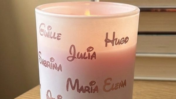 vela pirografiada personalizada para regalo
